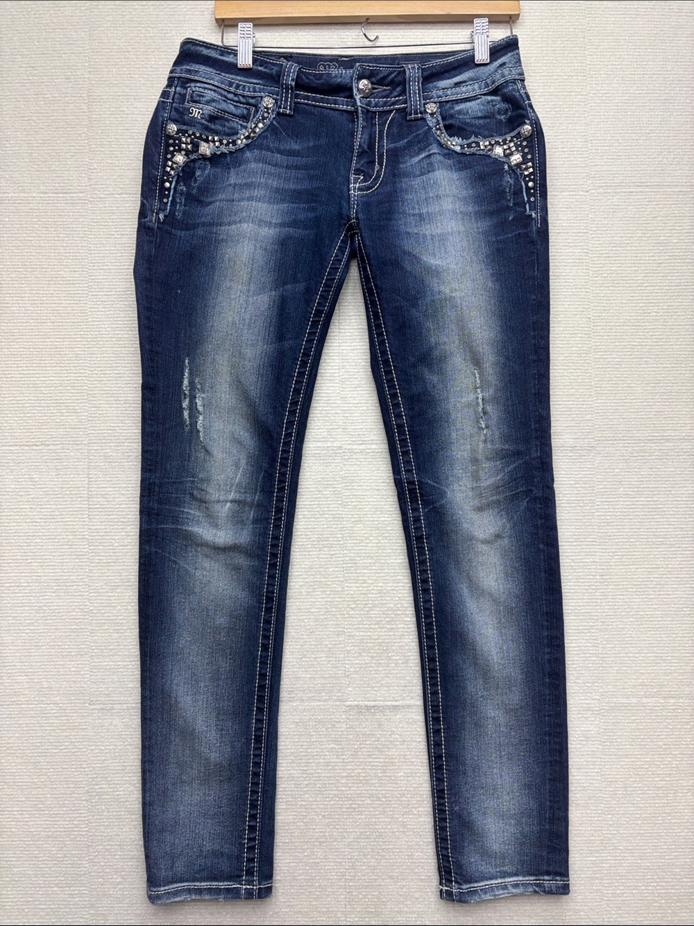 Miss me | 29 Dark Wash Women’s Jeans with Embellished Pockets skinny